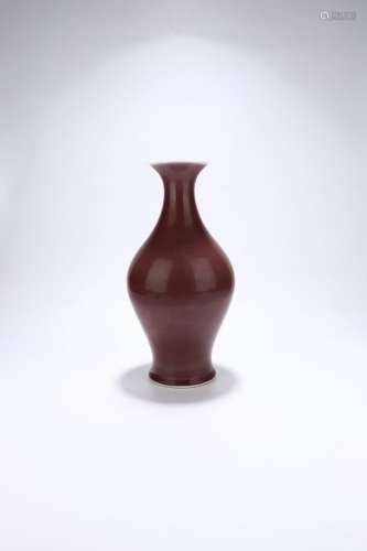 chinese red glazed porcelain olive-form vase