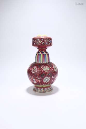 chinese famille rose porcelain altar vase