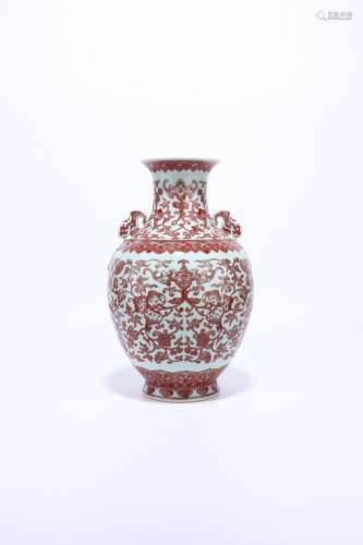 chinese underglaze red porcelain binaural vase