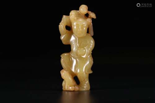 chinese hetian yellow jade carving of figure