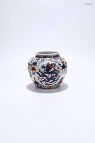 chinese blue and white wucai porcelain jar