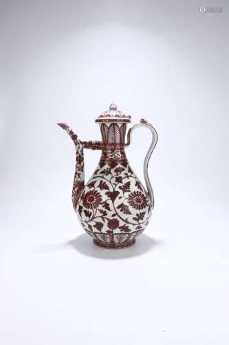 chinese underglaze red porcelain ewer