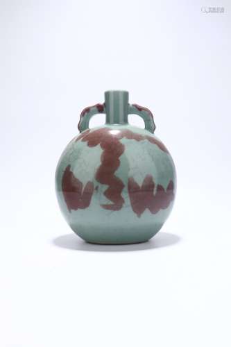 chinese red glazed porcelain flat flask