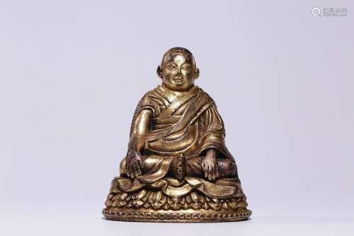 chinese gilt bronze figure of guru