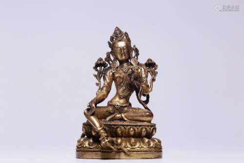 chinese gilt bronze seated statue of tara