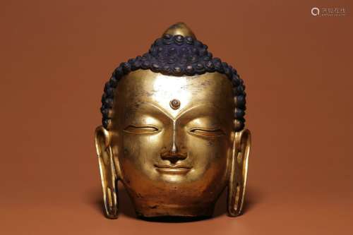 chinese gilt bronze sakyamuni's head
