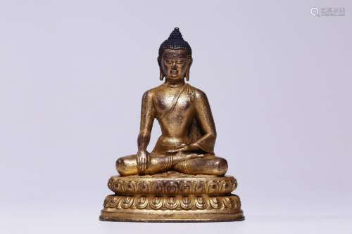 chinese gilt bronze sakyamuni statue