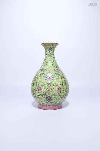 chinese famille rose porcelain pear shaped vase