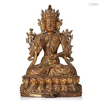 Bodhisattva, kallförgylld brons. Mingdynastin, 1400-talets m...