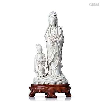 Guanyin, blanc de chine. Qing dynastin, 1800-tal.