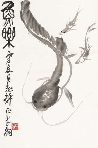 陈大羽（1912～2001） 鱼乐图 水墨纸本 立轴