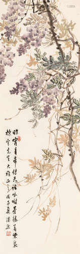 潘 然（1907～1981） 紫藤 设色纸本 立轴