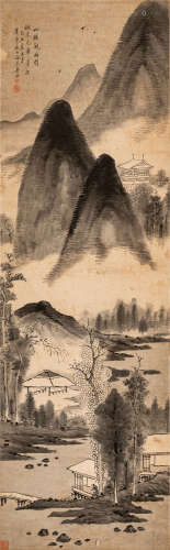 潘恭寿（1741～1794） 山楼观雨图 水墨纸本 立轴