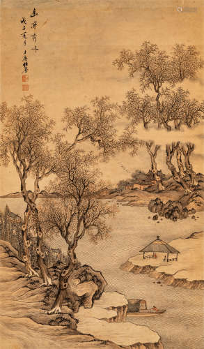 张 崟（1761～1829） 幽亭秀水 设色纸本 立轴