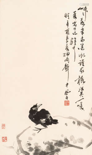 蒋风白（1915～2004） 鸟石图 水墨纸本 立轴