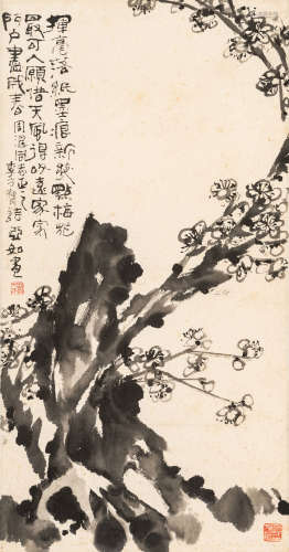 李亚如（1918～2003） 墨梅 水墨纸本 立轴