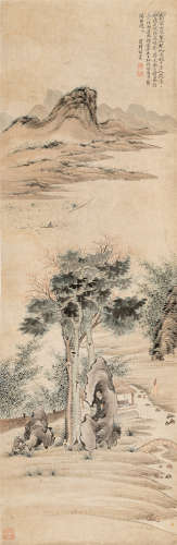 罗 聘（1733～1799） 鸥波亭小景 设色纸本 立轴