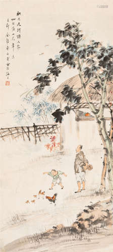 金寿石（1885～1928） 秋光先到野人家 设色纸本 立轴