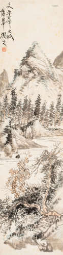 蒲 华（1832～1911） 拟文五峰山水 设色纸本 立轴