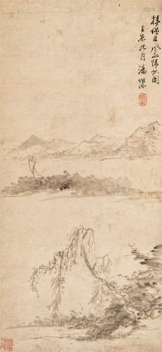 汤贻汾（1778～1853） 风雨归舟图 水墨纸本 立轴