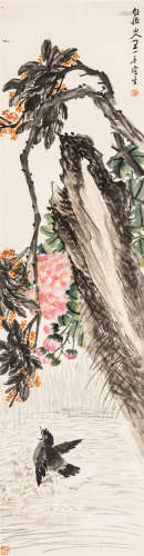 王一亭（1867～1938） 鸟戏图 设色纸本 立轴