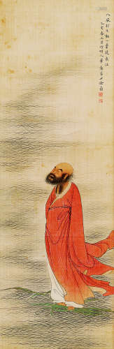 徐邦达（1911～2012） 一苇渡江 设色绢本 立轴