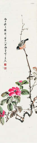 尚小云（1900～1976） 茶花小雀 设色纸本 立轴
