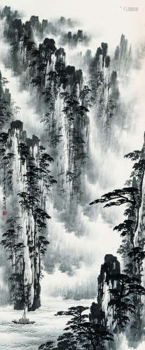 郭传璋（1912～1990） 烟峡晓渡 水墨纸本 立轴