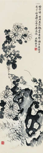 郑文焯（1856～1918） 墨菊 水墨纸本 立轴