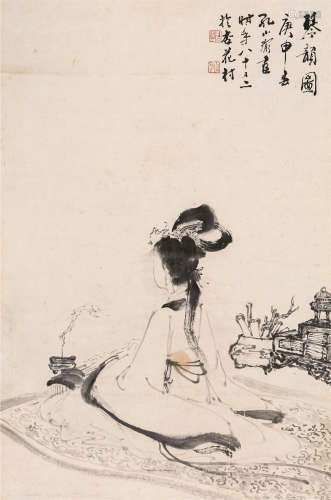 孔小瑜（1899～1984） 琴韵图 水墨纸本 立轴