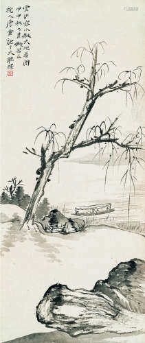 唐 云（1910～1993） 云沙小艇 水墨纸本 立轴