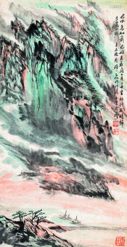 陆一飞（1931～2005） 李白巴女词 设色纸本 立轴