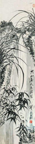 若 瓢（1902～1976） 兰石 水墨纸本 立轴