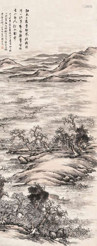 陈崇光（1838～1896） 江天日落图 设色纸本 立轴