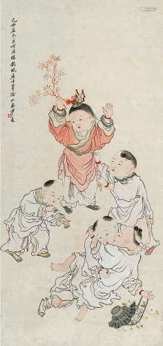 沙 馥（1831～1906） 婴戏图 设色纸本 立轴
