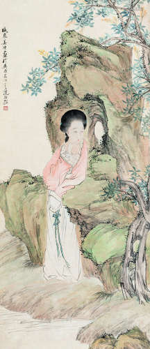 姜 壎（1764～1821）  金桂仕女 设色纸本 立轴