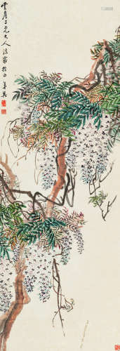 郑 箕（1809～1879）  紫藤图 设色纸本 立轴