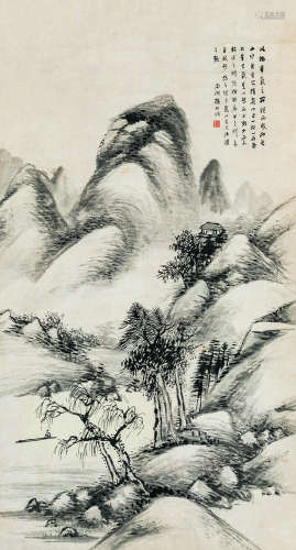 杨伯润（1837～1911）  仿古山水 水墨纸本 立轴