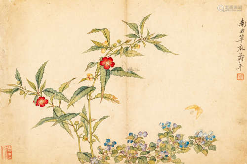 恽寿平（1633～1690） 花蝶图 设色纸本 镜心