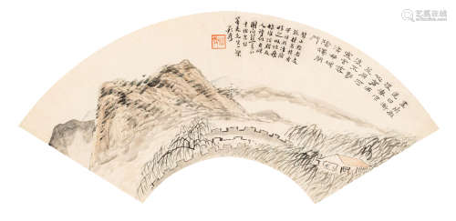 吴 鼐（1755～1821） 山水小景 设色纸本 扇面