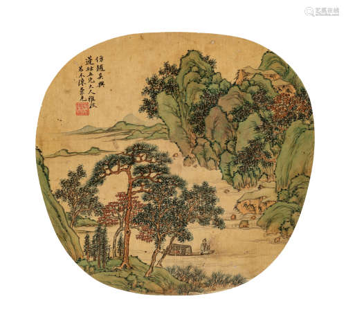 陈崇光（1838～1896） 仿赵吴兴山水 设色绢本 圆光