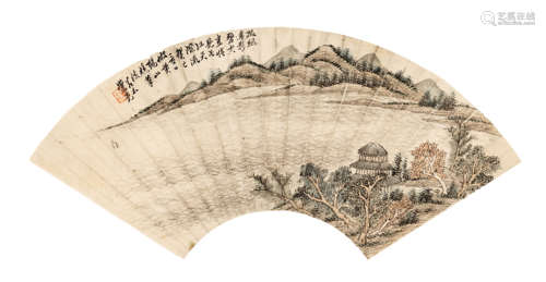 陈崇光（1838～1896） 孤风远影 设色纸本 扇面