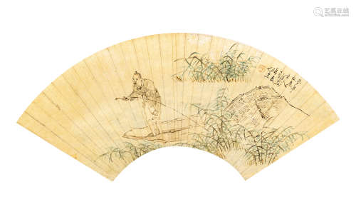 任 薰（1835～1893） 渔父图 设色金笺 立轴
