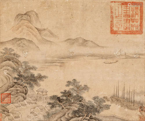 张廷玉（1672～1755） 江山小景 设色纸本 镜心