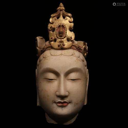Northern Qi white marble decorated with gold painted Buddha ...