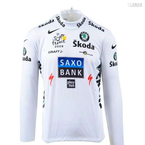 Andy Schleck. Maillot blanc de meilleur jeune port…