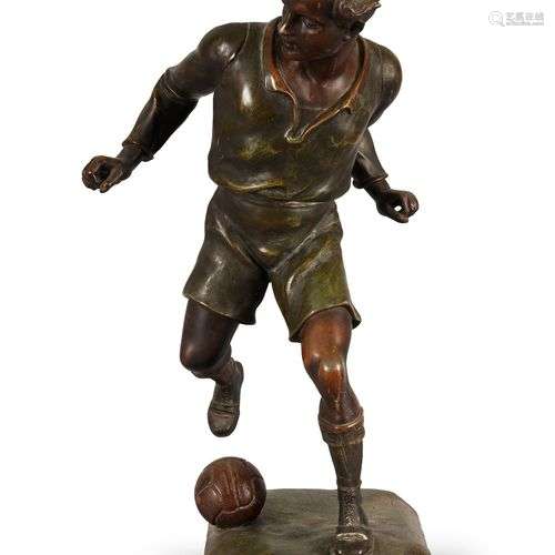 Sculpture en régule. «Le Footballeur» signée Marce…