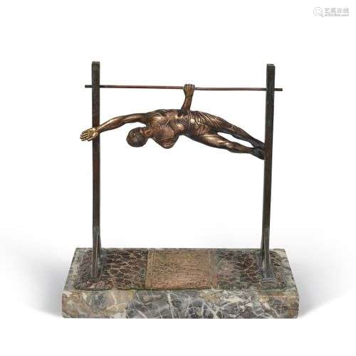 Sculpture en bronze sur socle marbre «Gymnaste à l…