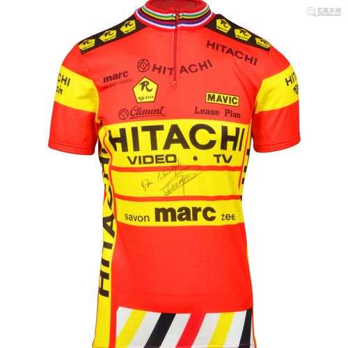 Claude Criquielion. Maillot de l'équipe Hitachi Ma…