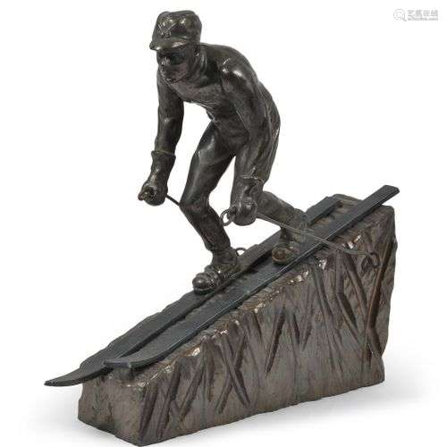 Sculpture en régule «La Descente». Vers 1930. Haut…